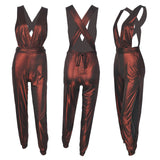 Plus-size women's dress with low back deep V and high waist hollowed-out sexy lantern jumpsuit plus size in stock