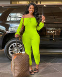 Phoenix Sexy jumpsuit with monochrome tight tank top and pleated pants long sleeve jumpsuit