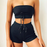 Ready to ship summer boutique clothing night wear casual sexy crop top 2 piece short set women