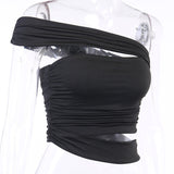 X00311L Hot style new arrival sexy slim tank top+Pleated diagonal belt vest