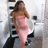 neon satin lace up 2020 summer women bodycon long midi dress sleeveless backless elegant party outfits sexy club clothes