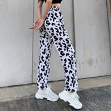 X00430L Phoenix Hot style new arrival women pants+Fashionable dairy cow print straight pants