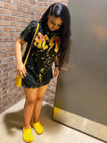 Women Printed short sleeves T-shirt fashion causal dress 2020 hot sale skirt street wear