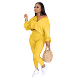 X00327L New arrival women two-piece set+Solid color temperament casual two - piece long - sleeved pantsuit