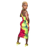 2020 hot style dress tie-dye printing sexy nightclub bodycon dress