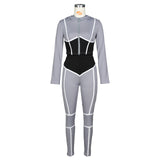 X00600L Phoenix New arrival sport women two-piece set+Trend contrast color tight two-piece tracksuit