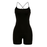 black Skinny Spaghetti Strap sleeveless Street woman Rompers 2020 club Bodycon bodysuit en jumpsuits body femme