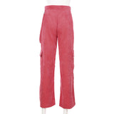 X01600C Phoenix 2021 girls Street pat feeling high waist loose and slim straight pant Corduroy wide-leg trousers