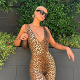 Leopard Jumpsuit Tiger Fitness Biker Playsuits Sexy Fashion Rompers Womens Jumpsuits Skinny Summer Slim