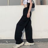 X00650L New solid color slim casual pants for women+Plain jean baggy straight pants