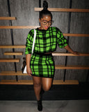 New autumn and winter skirt suit European and American sexy plaid thick sweater wrap hip skirt