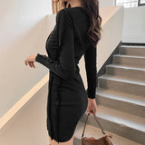 2020 autumn/winter new round neck long sleeve sexy slim body wrap hip women dress