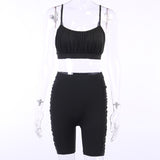 Active Wear Tracksuit Sexy Two Piece Women Crop Tops And Biker Short Set Bodycon Matching Sets Summer