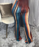 X00927S Phoenix 2021 fashion casual stripe print bell-bottom trousers