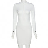 Summer 2021 new women's long-sleeved monogrammed slim dress with half-open collar