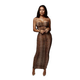 Leopard Print Snake Skin Dress Women Backless Elegant Bodycon Slim Pencil Dress Plus Size See Through Evening Party