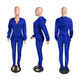 X00724M Phoenix fashion personality two-piece casual plain color pleated hoodie suit two-piece set