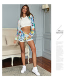 X00642M New hooded long-sleeved coat and shorts tie-dye printed suit women leisure home sports set