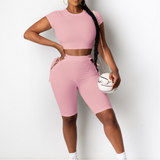 X00440L Phoenix New arrival sport women two-piece set+Sexy short sleeved leggings in a two-piece club suit