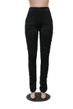 X00221L Autumn fashion trousers for women+Pure color temperament casual waist lift hip elastic open fork pleated pants