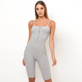 Sexy Workout Active Wear suspenders low-cut zipper v-neck fitness jumpsuit women