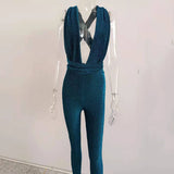 Hot style sexy jumpsuit New line of sexy slacks with suspenders and sparkly silks