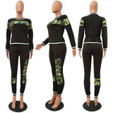 X00885M Casual stitching color suit Fashion women's two pieces set Plus size long sleeves leggings outfit in stock