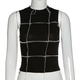 X00458V S020 autumn new women's wear round neck sleeveless collared with fashionable sexy slim vest