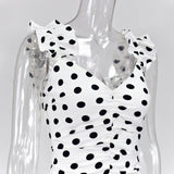 Fashionable Summer 2020 High Quality Dress Polka Dot Pleated Strapless Strap Sexy Dress Women