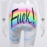 X00267L Hot sale Rainbow print shorts+Tight show buttock breathable and simple casual joker sports shorts