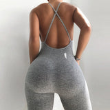 Ribbed Fitness Active Wear Rompers Womens Jumpsuit Sexy Backless Fashion Workout Bodycon Sports Jumpsuits