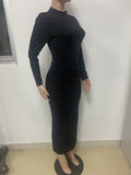 Phoenix New arrival sexy women dress+Ruffled dress with high collar and slit waist