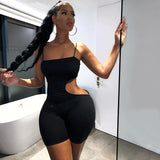 2020 Women's new sexy suspenders short hollowed-out sports jumpsuit