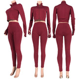 X00740L Hot style ladies two-piece set+ Fashion stand collar sexy tight sport two-piece set