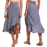 2020 ladies stripe irregular midi print skirt jupe longue faldas de dama