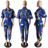 Sexy alphabet printing hot selling speaker package jumpsuit Casual loose fitting suit in stock