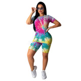 X00326L Phoenix New arrival sport women two-piece set+European and American leisure sports tie-dye printing two-piece set