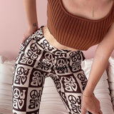 X00759L Autumn winter new style casual pants female alphabet print slim foot mouth split casual pants