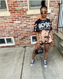 X00556M Tie-dye short sleeves suit sleeves Loose and stylish printed short sleeve suit Short sleeve shorts