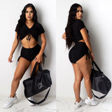 X00463L Phoenix New arrival sport women two-piece set+two-piece club suit with chest and short sleeves