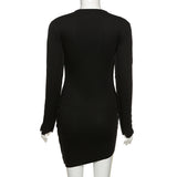 2020 autumn/winter new round neck long sleeve sexy slim body wrap hip women dress