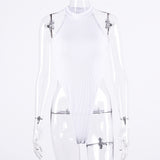 X30030S spring/summer 2021 women's clothing new sexy cut shoulder slim high collar with fluorescent multi-color bodysuit