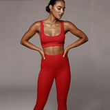 Sexy Two Piece Set Sleeveless Crop Top Tank And Long Pants Skinny Tracksuit Women Fitness Sportswear Slim Pencil Outfit