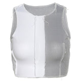 X01318C 2021 Autumn winter women's wear round neck sleeveless mesh stitching slim vest women