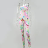 2020 new style autumn hot sale new fashion sexy tight butterfly print bodice trouser onesie