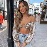 X00201C 2019 long sleeve slash neck polka dote sexy extra crop tops women streetwear outfits club T-shirts