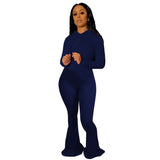 X00375L Phoenix New arrival sexy women two-piece set+High-bounce hooded slim flared trousers two-piece sport suit