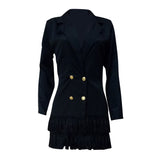 Solid color fashion slim waist double row small blazer with fringed edge