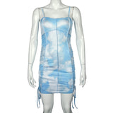 Hot style sexy slim color tie-dye condole belt dress women wrap buttocks skirt