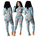 2020 sexy hot style Cupid printing polyester mesh see-through jumpsuit foreign trade sexy pants one piece